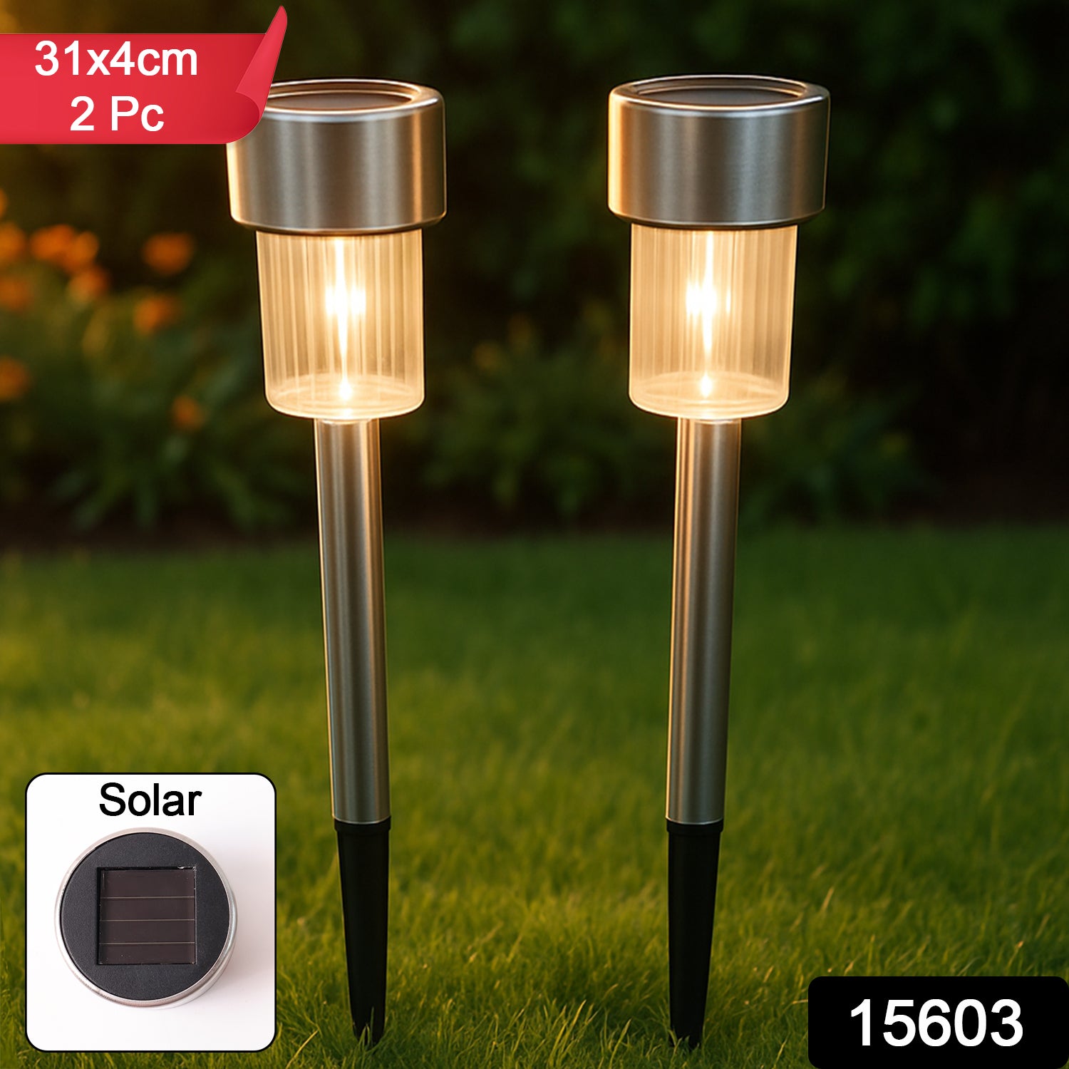Solar-powered Stainless Steel Garden Pathway Lights 31x4 Cm (2 Pc) Solar-powered Stainless Steel Garden Pathway Lights 31x4 Cm (2 Pc)